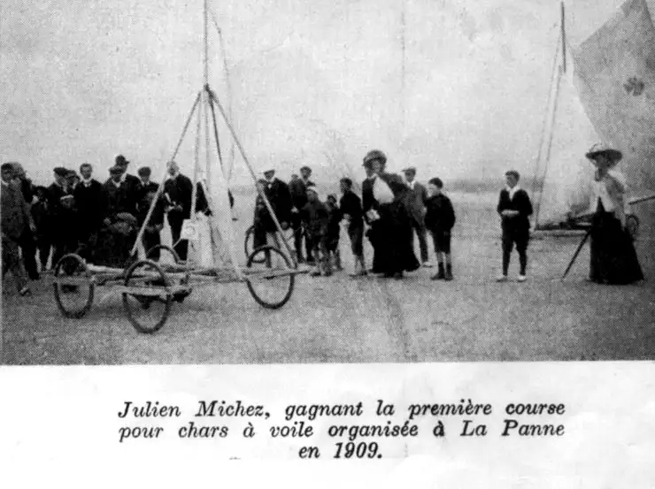 1909 - Julien Michez  gagnant la première course copy -  - Zeilwagenrijden, een sport